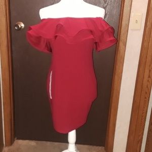 •NWT• Fashion Nova red off the shoulder dress